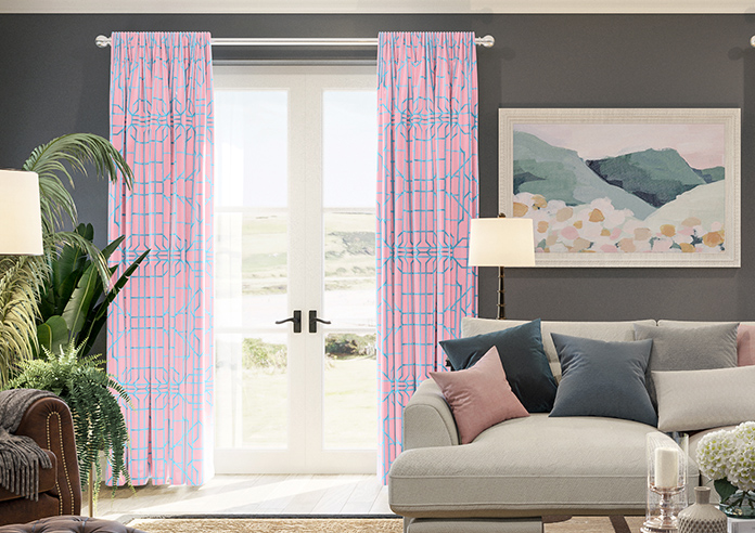 Bamboo Candy, Blue Pink - Made To Measure Curtains - Image 3